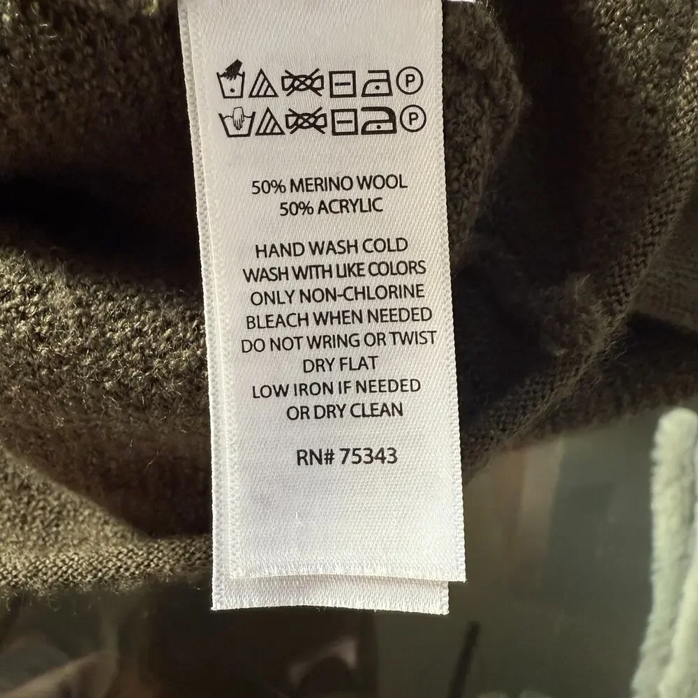 Tahari Merino Wool Blend Asymmetrical Sweater Tunic Olive Green Women’s S - Picture 11 of 12